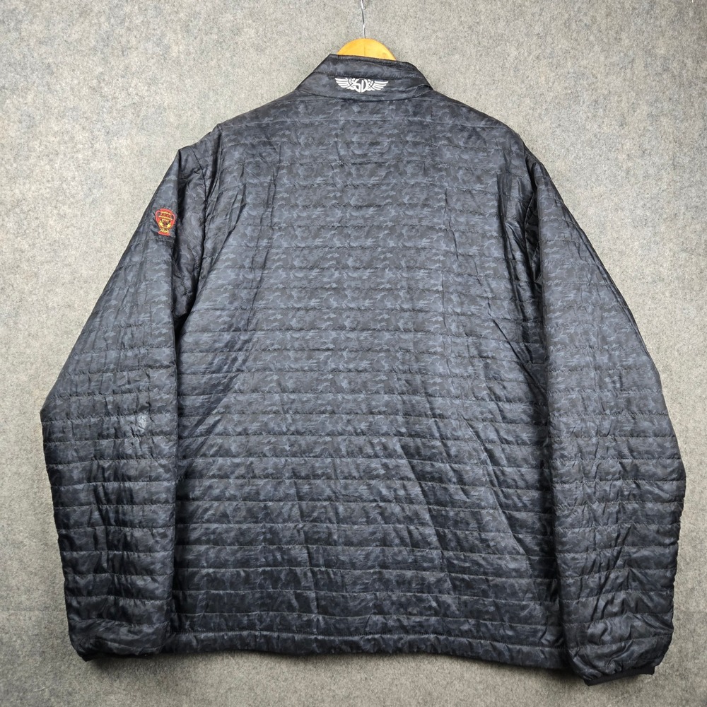 Straight Down Jacket Mens XXL Blue Camo Puffer Quilted Full Zip Golf Gorpcore - Picture 8 of 13
